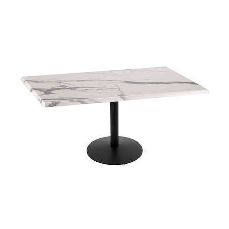 Holland Bar Stool Co 30" Tall OD214 Black Table Base 22" Diameter 30" x 48" White Marble Top by the HollBar Stool Co. OD214-2230BWOD3048WM